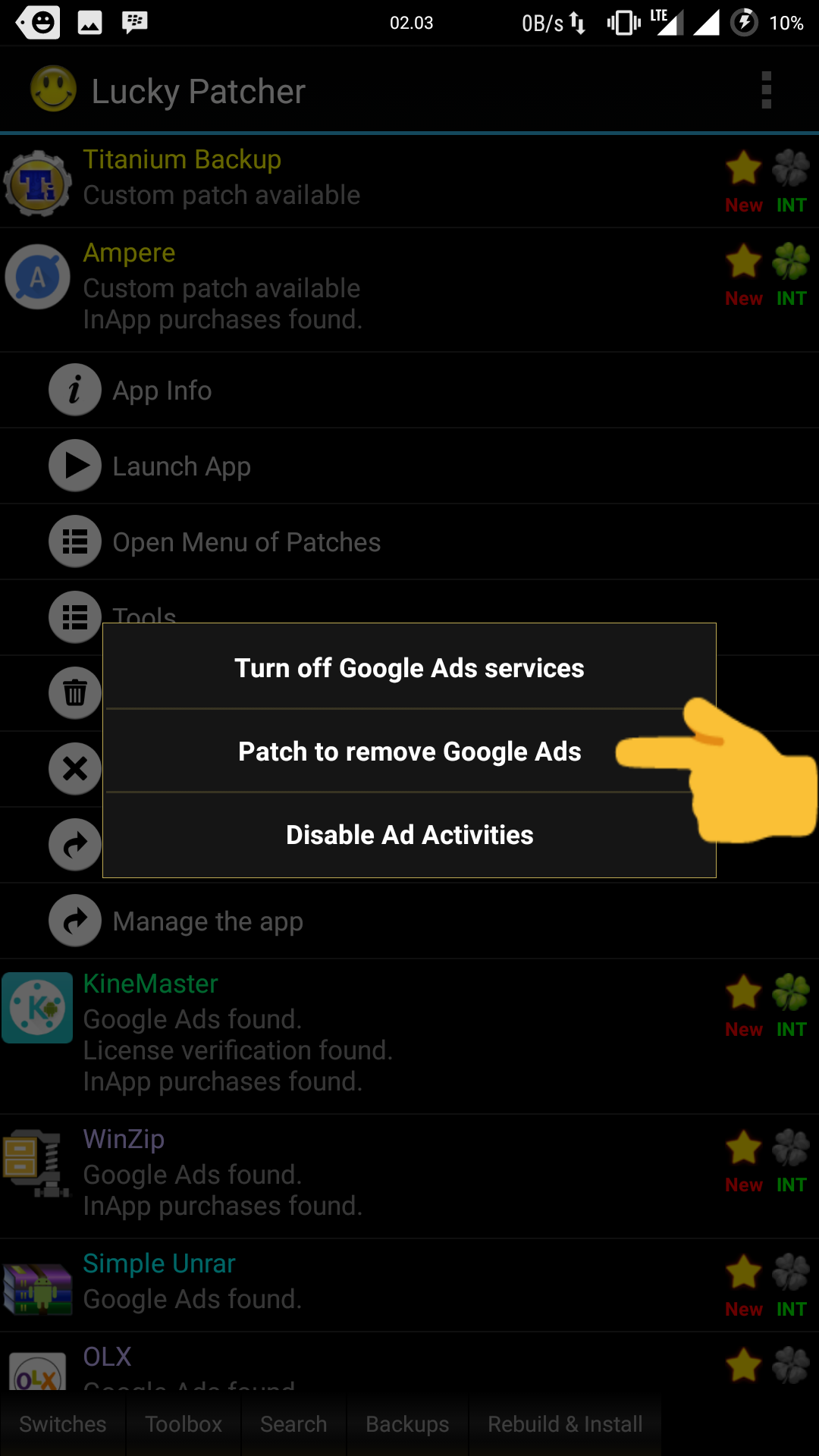 3 pilih patch to remove google ads